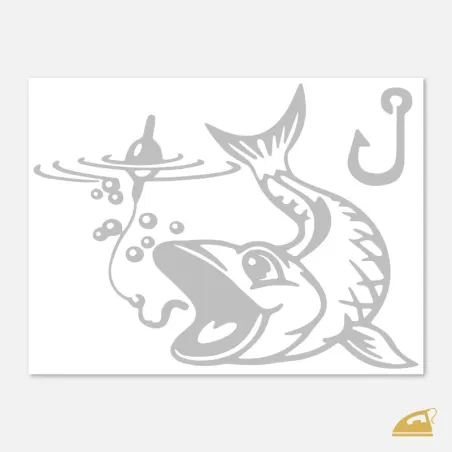 Reflexní nažehlovačka Rybaření – velká ryba a háček (set pro rybáře).