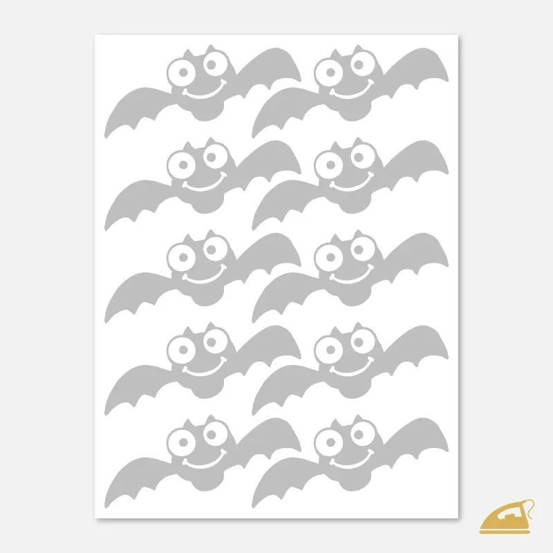 Reflexní nažehlovačka Veselý netopýr – sada 10 ks dětských obrázků na textil.