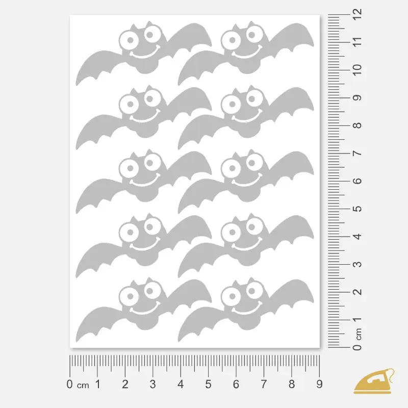 Reflexní nažehlovačka Veselý netopýr – sada 10 ks dětských motivů, snadné nažehlení.