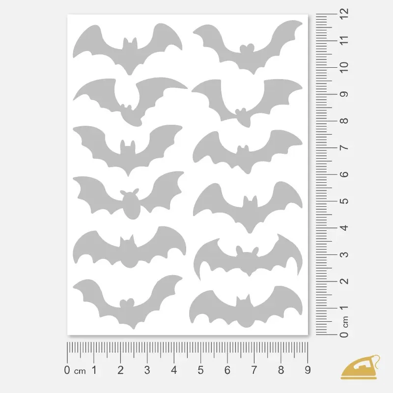 Reflexní nažehlovačky Netopýr silueta – snadné nažehlení žehličkou.