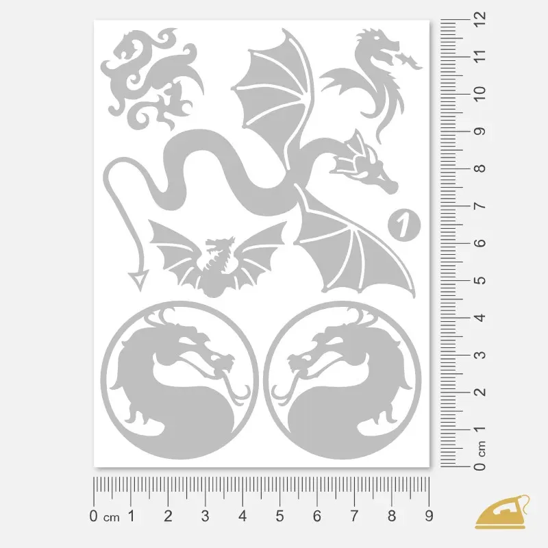 Reflexní nažehlovačky Drak – snadné nažehlení žehličkou.