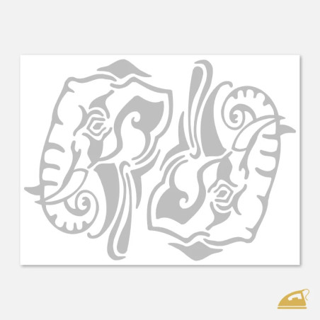 Reflexní nažehlovačka Slon – 2 ks velkých dekorativních motivů pro dospělé a teenagery.