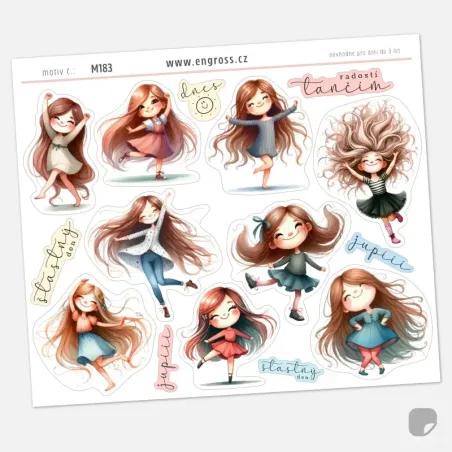 Diářové samolepky dívek, roztančených radostí.