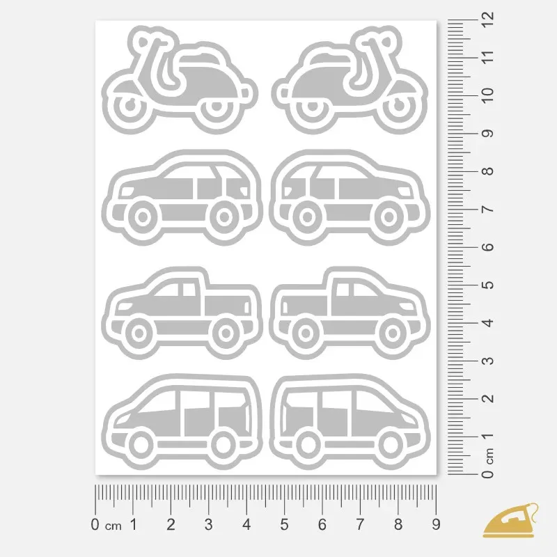 Reflexní nažehlovačka Malá auta a skútr – snadné nažehlení žehličkou.