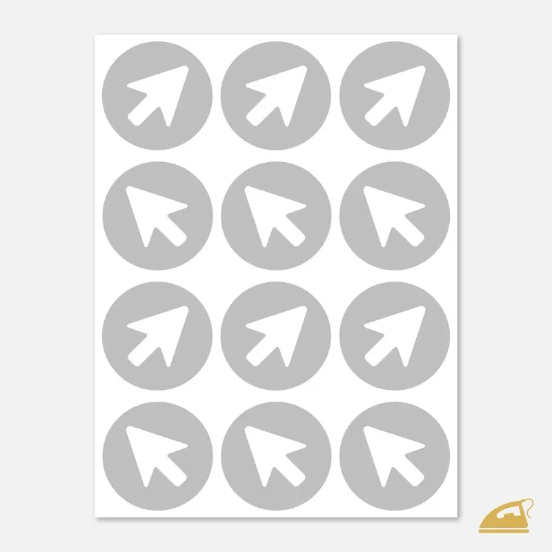 Reflexní nažehlovačky Šipka v kruhu – sada 12 ks univerzálních bezpečnostních prvků.