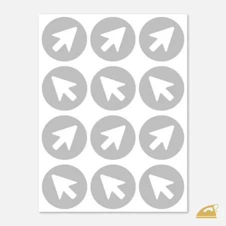 Reflexní nažehlovačky Šipka v kruhu – sada 12 ks univerzálních bezpečnostních prvků.