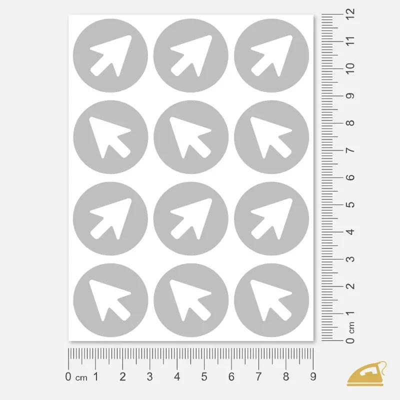 Reflexní nažehlovačky Šipka v kruhu – snadné nažehlení žehličkou.