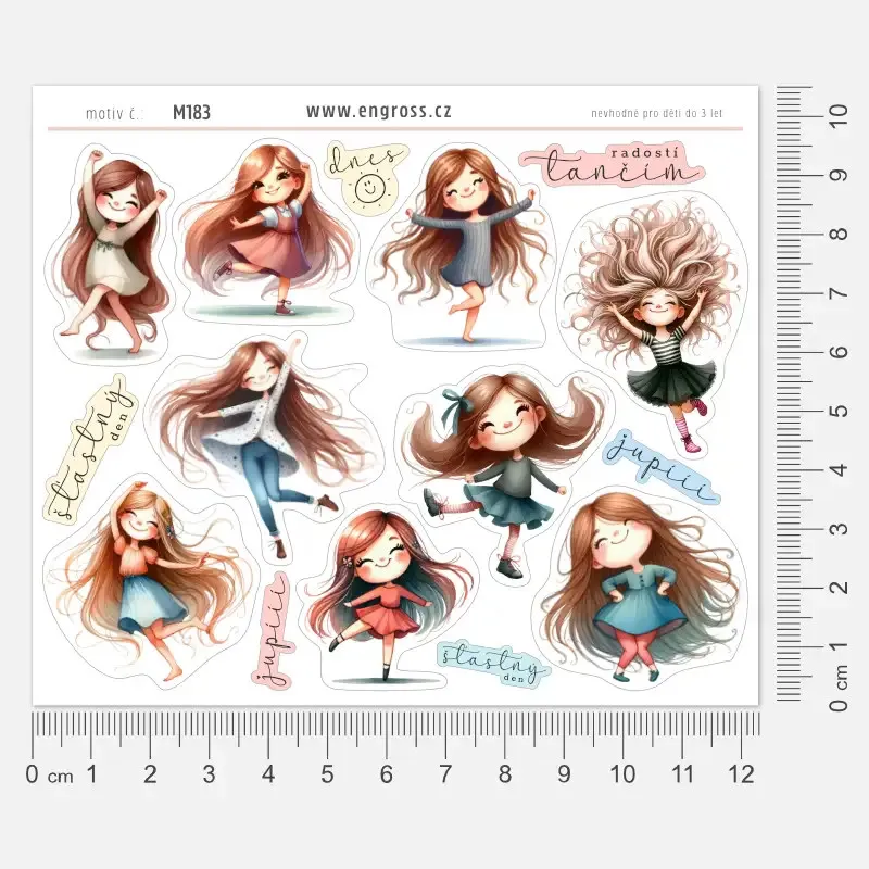 Diářové samolepky dívek, roztančených radostí.