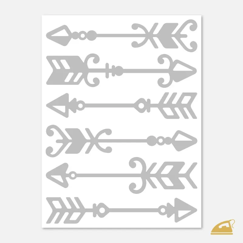 Reflexní nažehlovačky Boho šípy – sada 6 ks ozdobných motivů na textil.