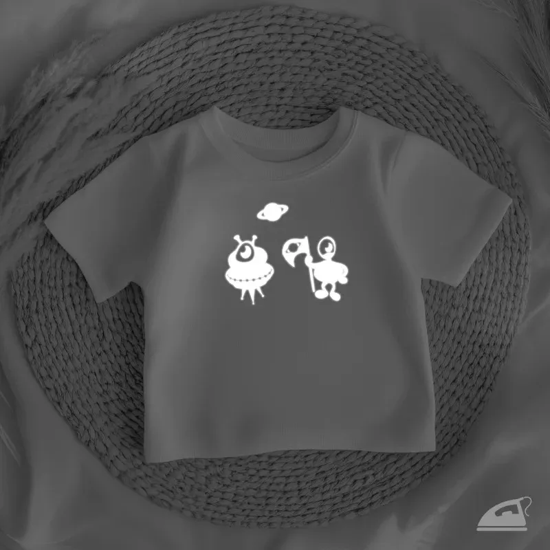 Reflexní nažehlovačky Mimozemšťané a kosmonaut – sada 6 ks na textil pro zvýšení viditelnosti.