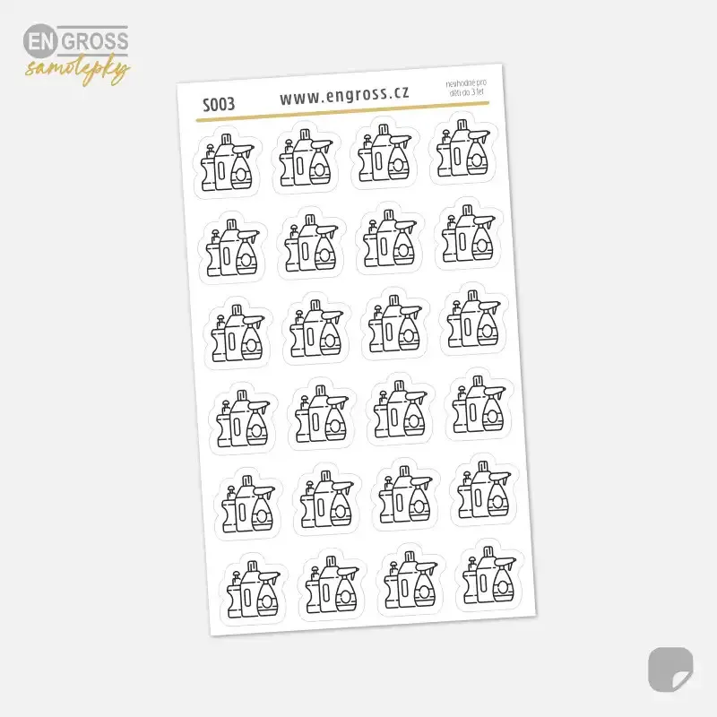 Samolepky do diáře: Úklid a čistý domov – Mini ikony.