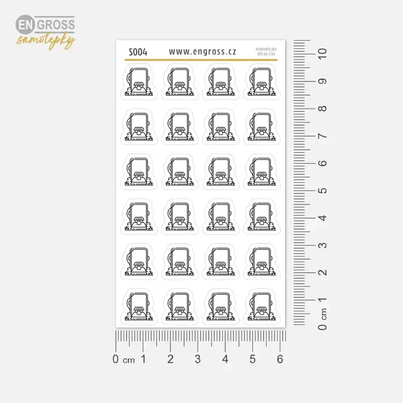 Samolepky pro plánování v diáři: Sekání trávy a údržba zahrady – Mini ikony.