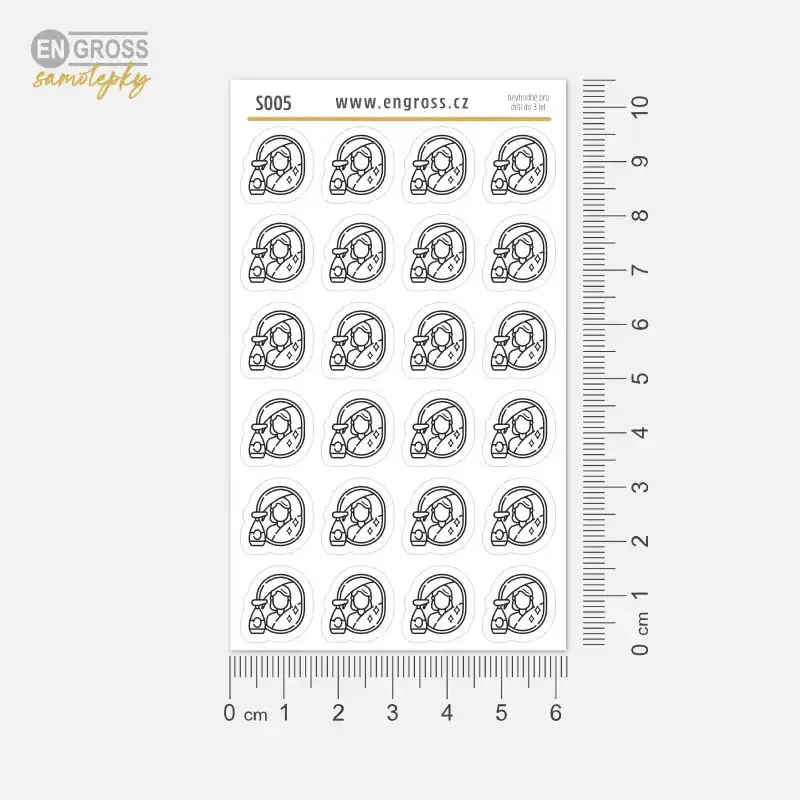 Samolepky pro plánování v diáři: Mytí oken a leštění zrcadel – Mini ikony.