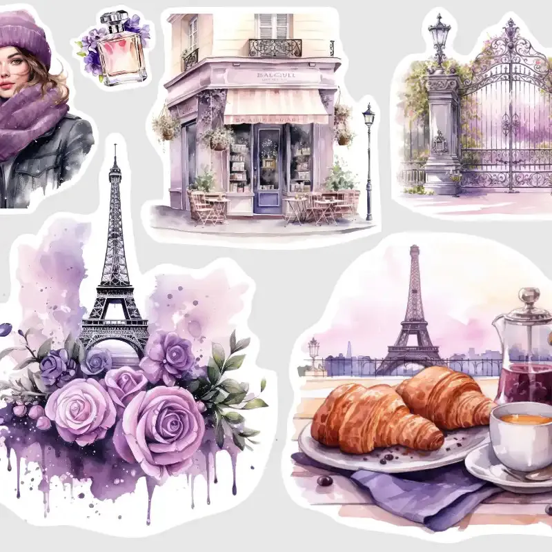 Samolepky do diáře Jarní déšť v Paříži - velké nálepky pro měsíční přehledy.