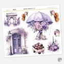 Samolepky do diáře Jarní déšť v Paříži: Romantická zákoutí a pralinky.