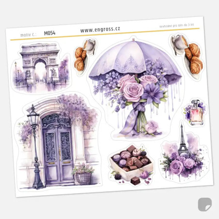 Samolepky do diáře Jarní déšť v Paříži: Romantická zákoutí a pralinky.