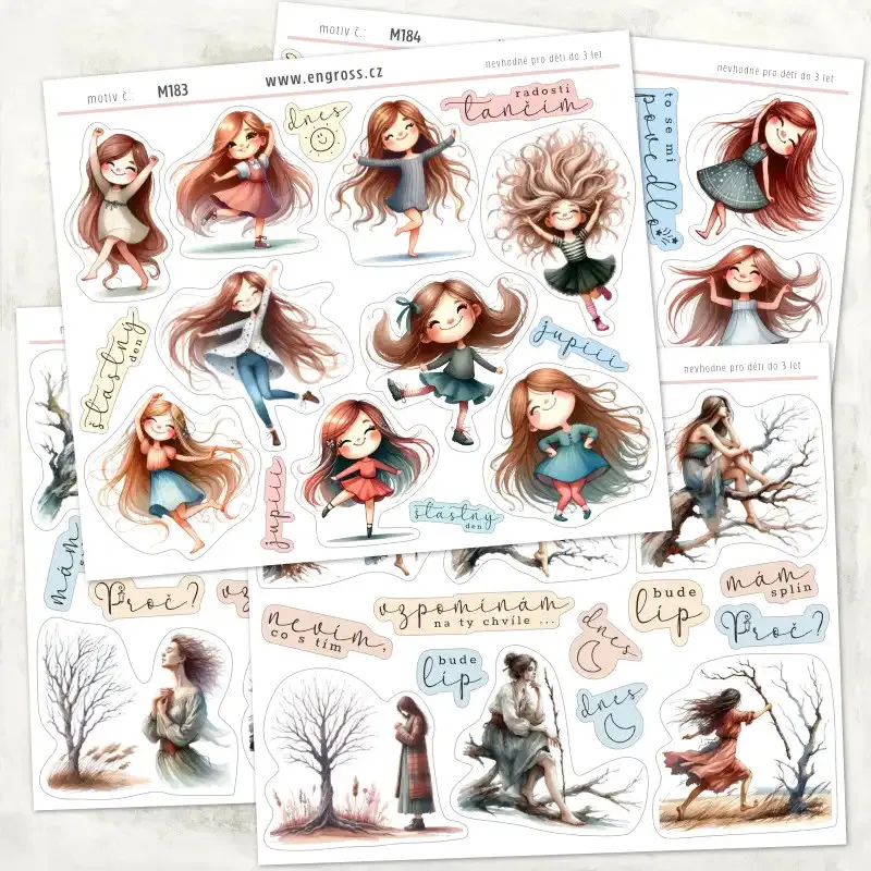 Kolekce emočních samolepek Radost a Splín.