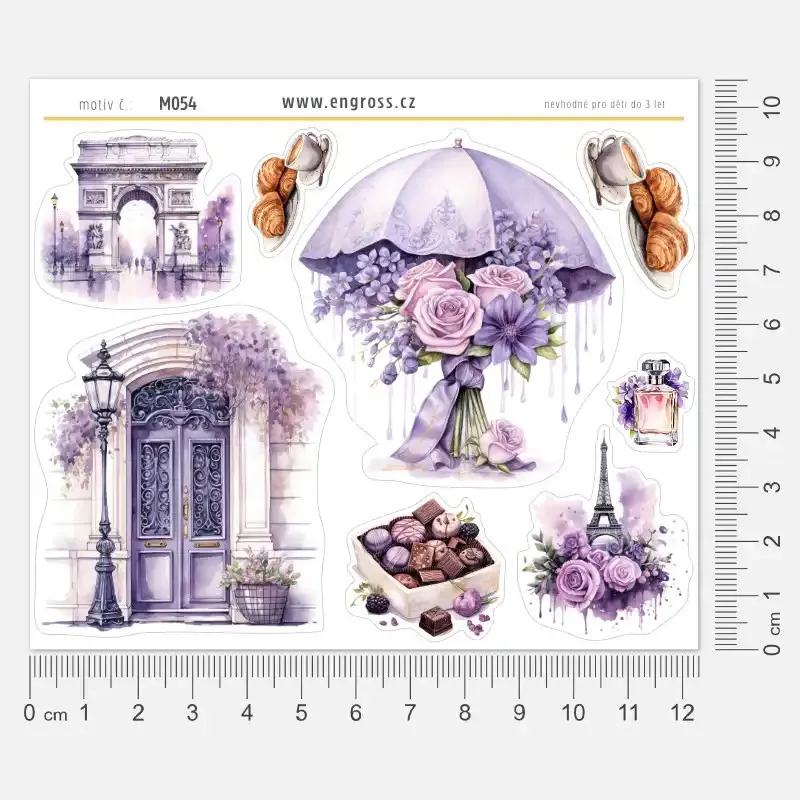 Samolepky do diáře Jarní déšť v Paříži: Romantická zákoutí a pralinky v levandulové.