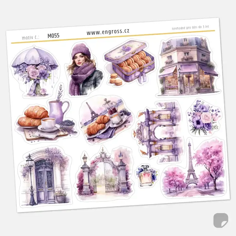 Samolepky do diáře Jarní déšť v Paříži - Zátiší, ideální pro každou velikost diáře.