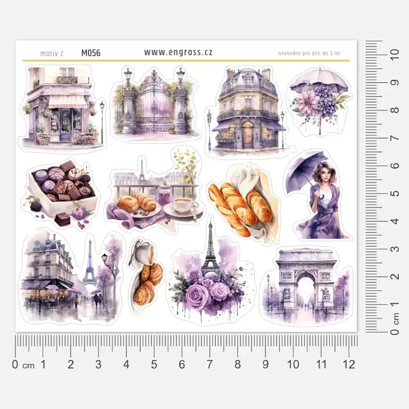 Samolepky Jarní déšť v Paříži - Výlet. Ideální do diáře, bulletu, deníku i na scrapbooking.