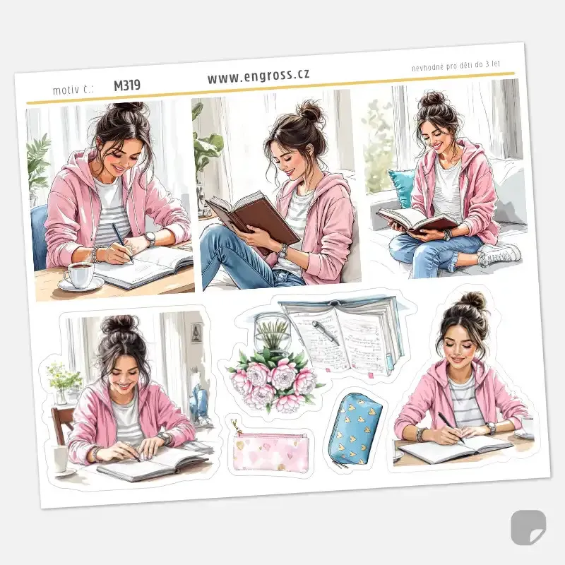 Samolepky do diáře Psaní deníku: Kreativní chvilka a pohoda.