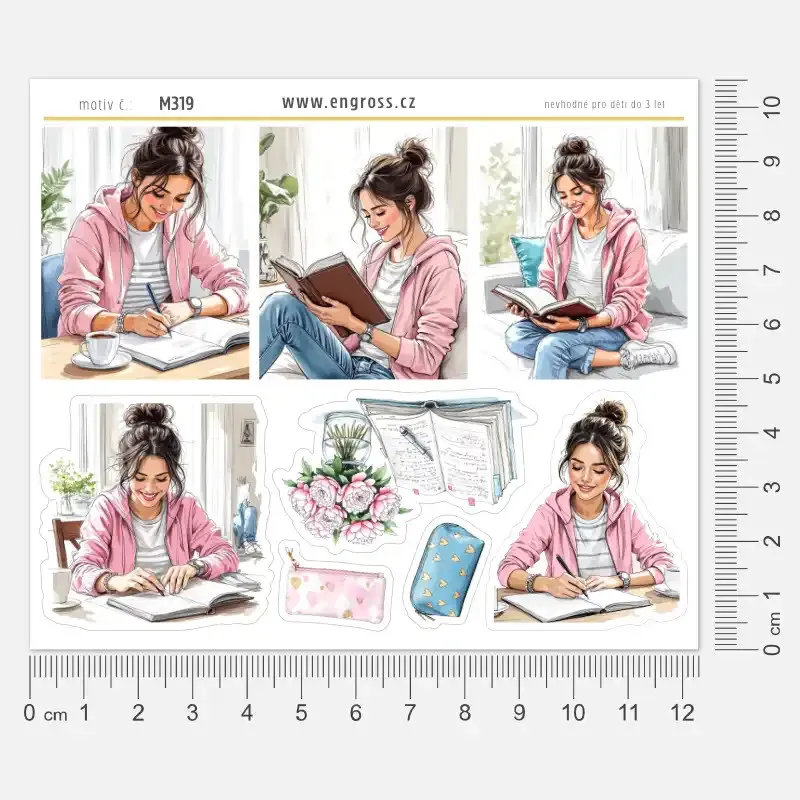 Samolepky do diáře Psaní deníku: vhodné do všech diářů, vhodné i na Happy Planner Classic.