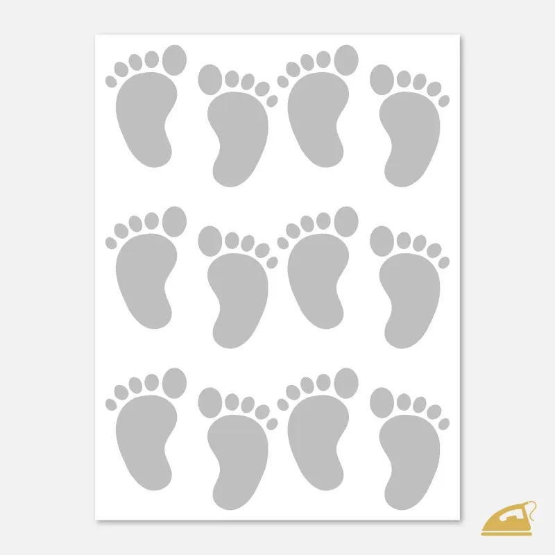 Reflexní nažehlovačka Dětské stopy – sada 12 ks (6 párů) nožiček na textil.