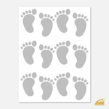 Reflexní nažehlovačka Dětské stopy – sada 12 ks (6 párů) nožiček na textil.