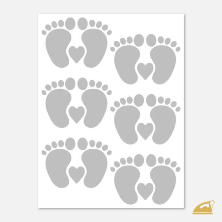 Reflexní nažehlovačky Dětské stopy se srdíčkem – sada 12 ks (6 párů).