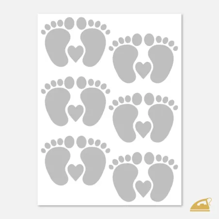 Reflexní nažehlovačky Dětské stopy se srdíčkem – sada 12 ks (6 párů).