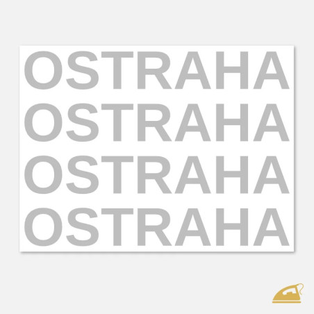 Reflexní nažehlovačka OSTRAHA – sada 4 ks nápisů na hruď a pracovní oděv.