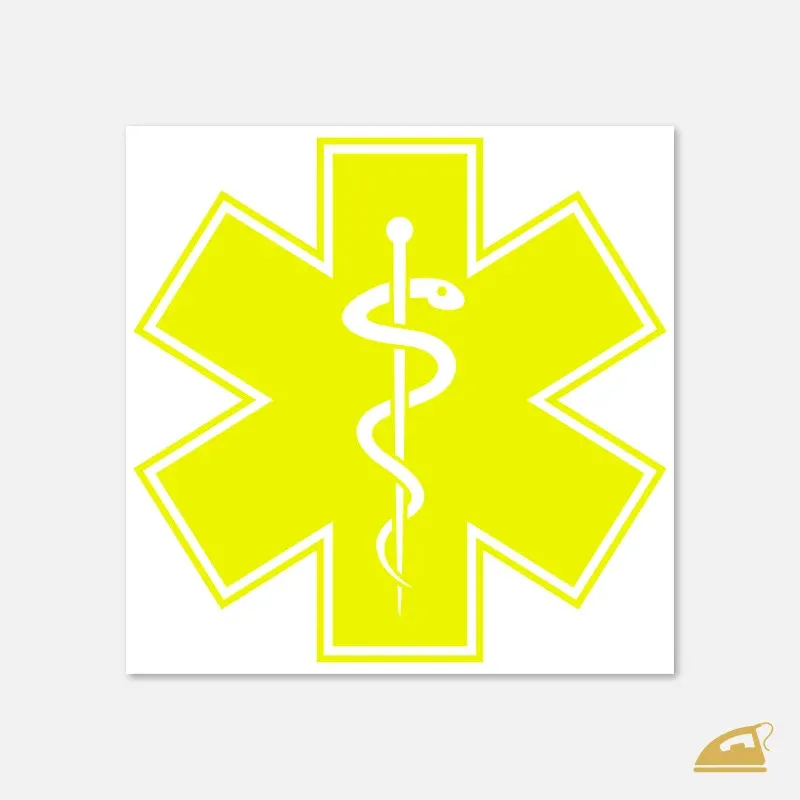 Neonová nažehlovací Hvězda života – symbol pro záchranáře (arch 9,5 cm) - neon žlutá.