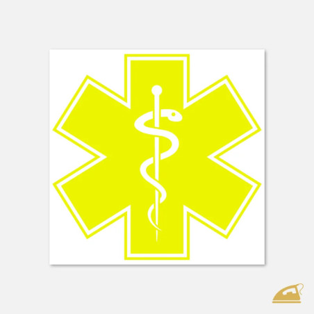 Neonová nažehlovací Hvězda života – symbol pro záchranáře (arch 9,5 cm) - neon žlutá.