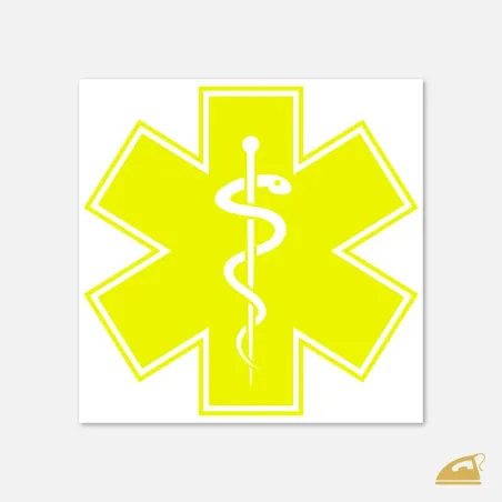 Neonová nažehlovací Hvězda života – symbol pro záchranáře (arch 9,5 cm) - neon žlutá.