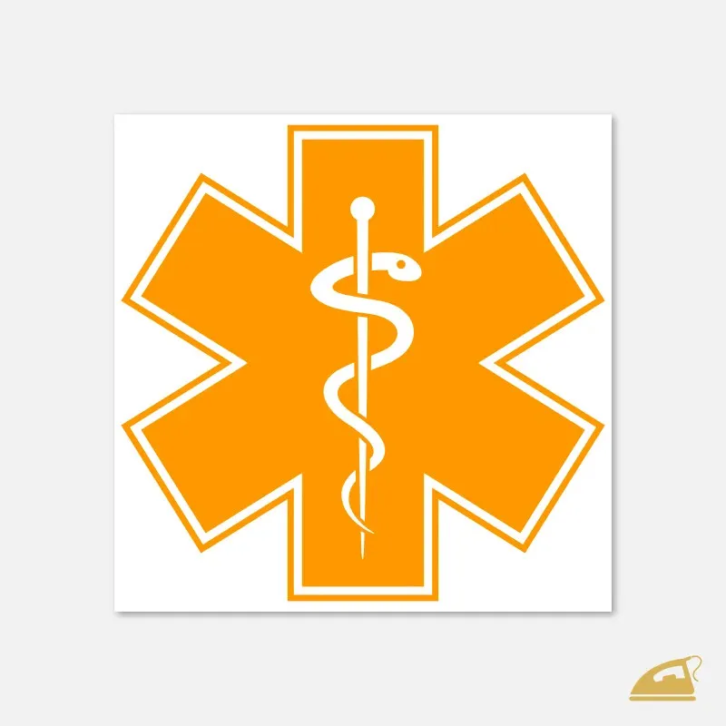 Neonová nažehlovací Hvězda života – symbol pro záchranáře (arch 9,5 cm) - neon oranžová.