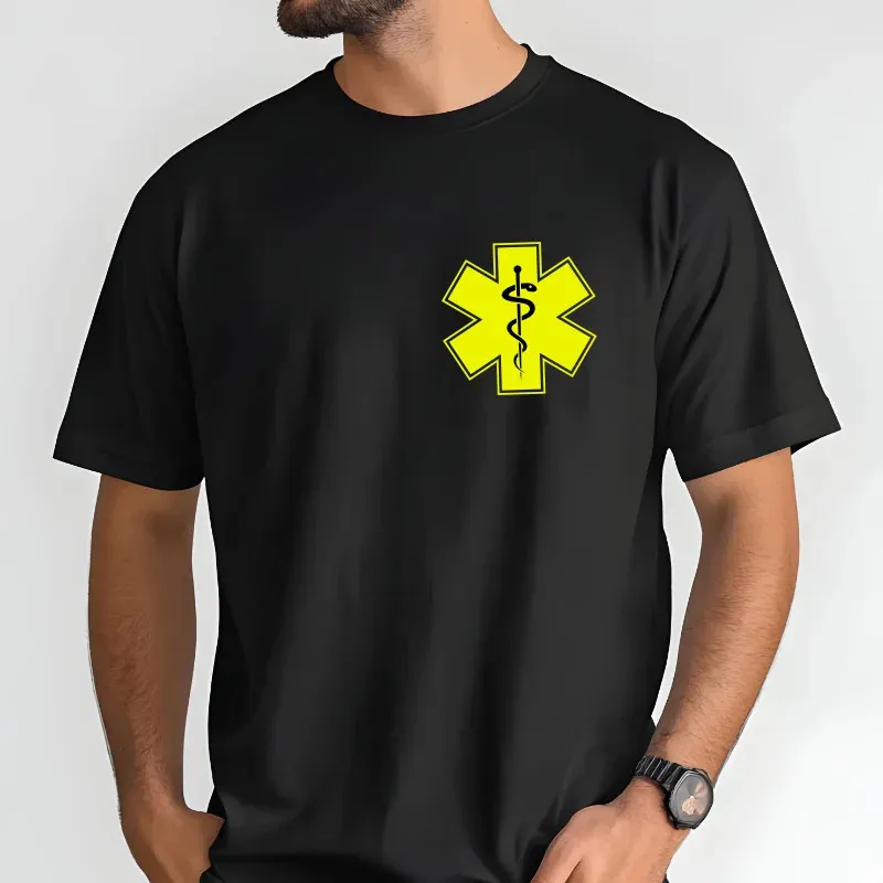 Neonová nažehlovací Hvězda života – na pracovní oděvy pro zdravotníky a záchranáře - neon žlutá.