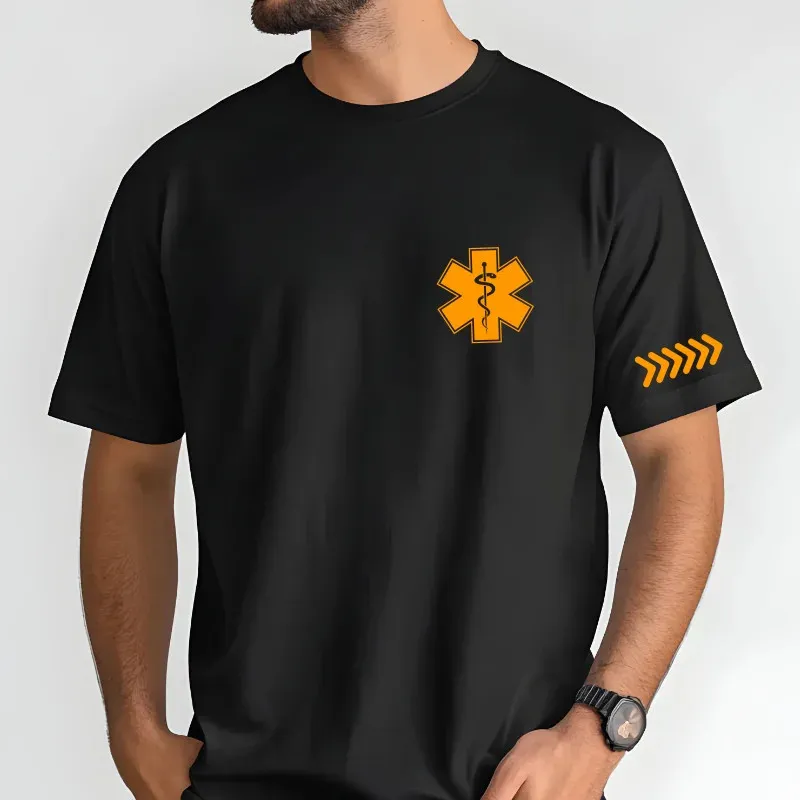 Neonový set nažehlovaček pro záchranáře (2x Hvězda života + šipky) - neon oranžová.