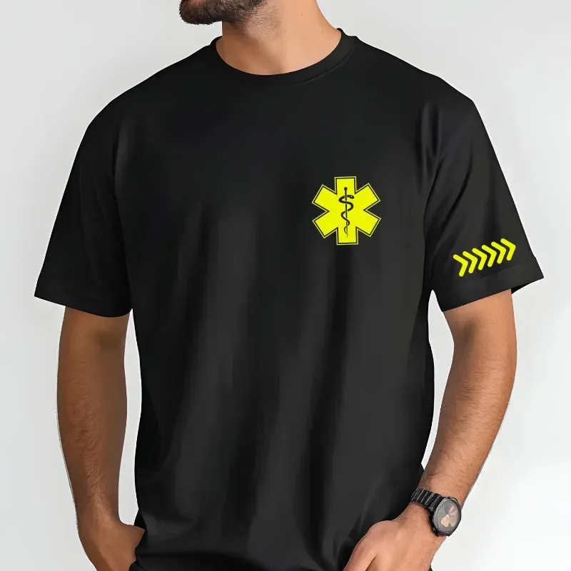 Neonový set nažehlovaček pro záchranáře (2x Hvězda života + šipky) - neon žlutá.