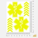 Neonový set nažehlovaček na oděvy pro záchranáře (2x Hvězda života + šipky) - neon žlutá.