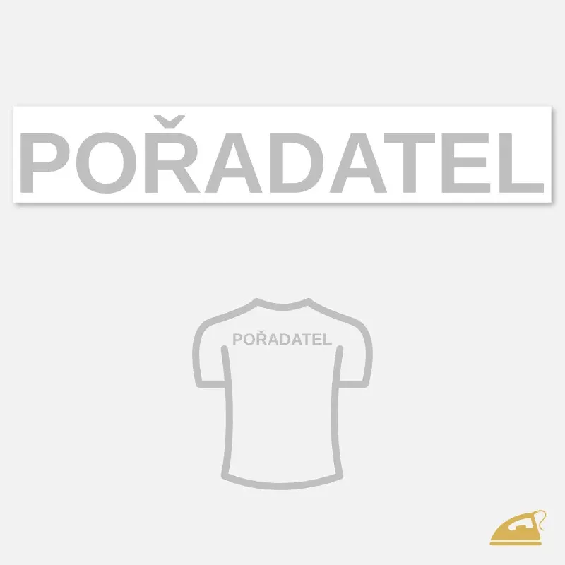 Reflexní nápis POŘADATEL na záda – velká nažehlovačka pro organizátory a eventové agentury, 27 cm.