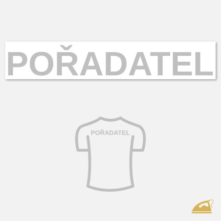 Reflexní nápis POŘADATEL na záda – velká nažehlovačka pro organizátory a eventové agentury, 27 cm.