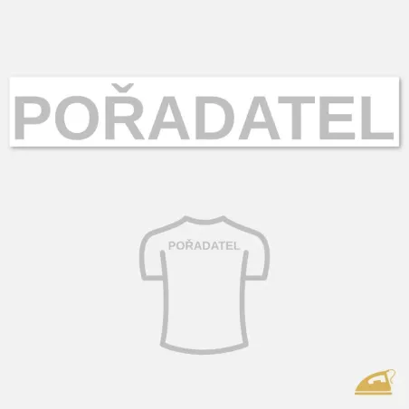 Reflexní nápis POŘADATEL na záda – velká nažehlovačka pro organizátory a eventové agentury, 27 cm.