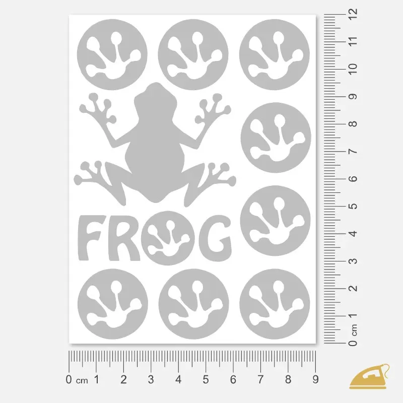 Reflexní nažehlovačka Žába a stopy – snadné nažehlení žehličkou.