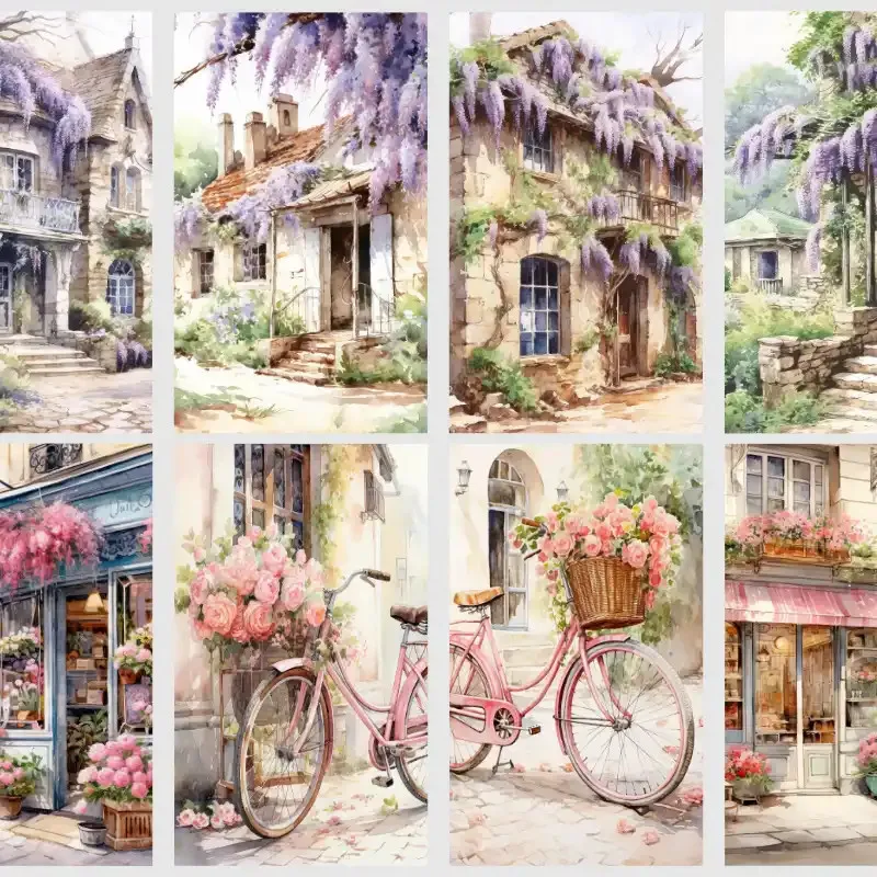 Samolepky do diáře Vistárie: Romantický vintage styl starého města.