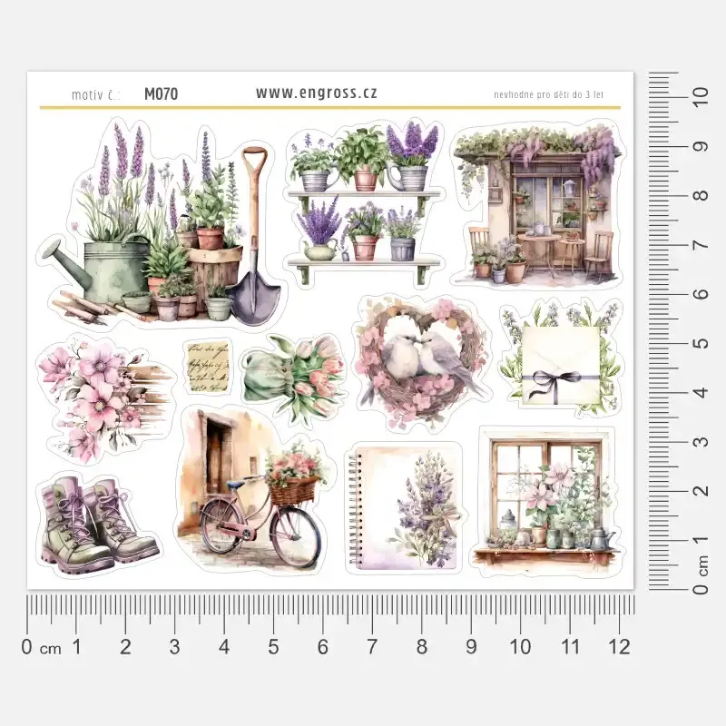 Samolepky do diáře Vistárie: Jarní zahrada – nálepky do všech velikostí diáře.