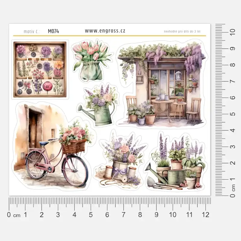 Samolepky do diáře Vistárie: Jarní zátiší – ideální pro diář, deník, bullet i scrapbooking.