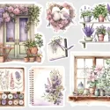 Samolepky do diáře Vistárie: Květinový domov – Velké vintage nálepky pro velké díáře.