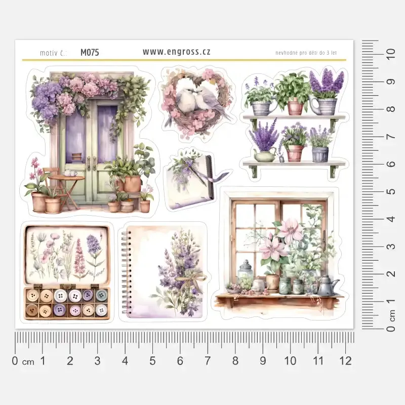 Samolepky do diáře Vistárie: Květinový domov – pro diář, deník, bullet i scrapbooking.