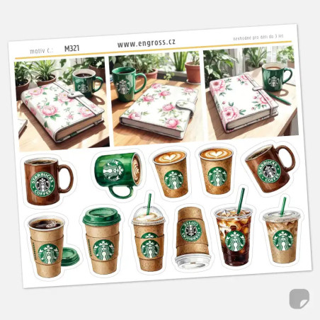 Samolepky Káva a diář: Kelímky Starbucks a latte art | Design ČR