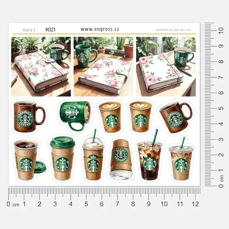 Samolepky Káva a diář: Kelímky Starbucks a latte art | Design ČR